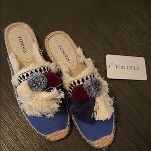 Women's Blue Espadrille Mules
